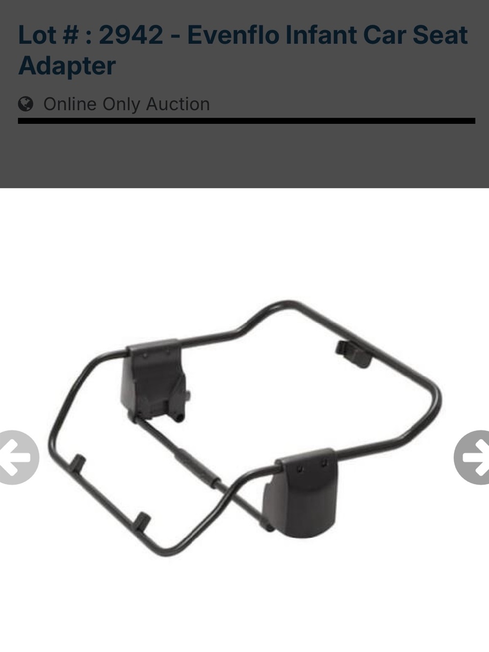 Evenflo Black Infant Car Seat Adapter Frame